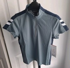 NWT KERRITS Kids Sm Aire Ice Fil Short Sleeve Quarter Zip Riding Shirt Seaglass