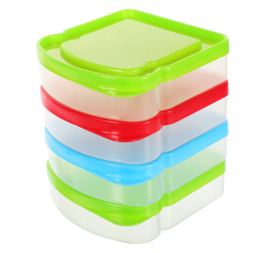 4Pcs Sandwich Containers for Lunch Boxes Bread Toast Bento Plastic Crisper USA