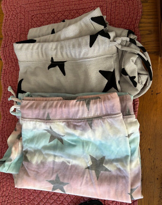 Lot of 2 Pixie Lane Pixielane Tie Dye Stars Soft Lounge Leggings XL Multicolor