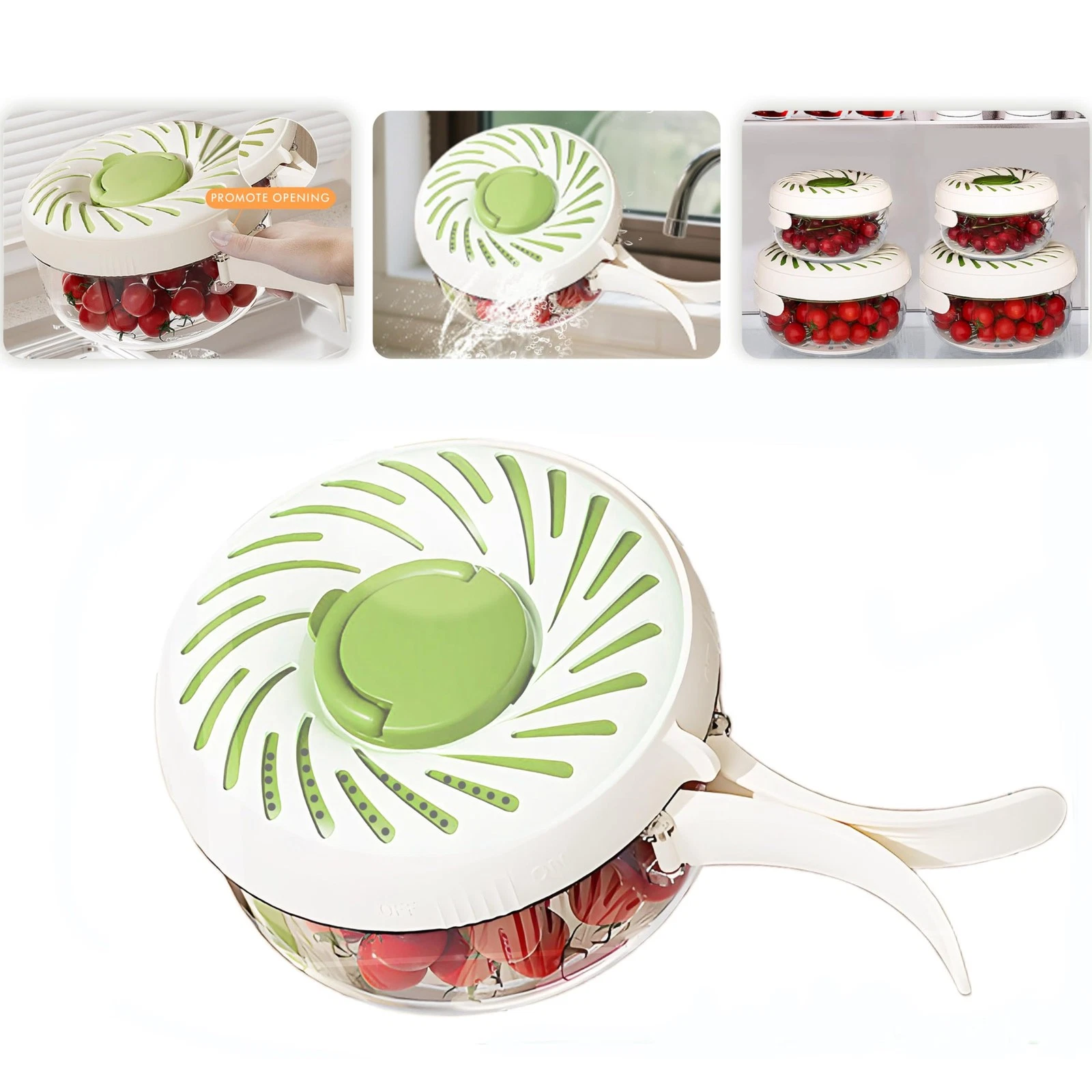 Upgraded Fruit Washing Bowl with Strainer,BPA-Drain Basket for Lid & Ice Comp...