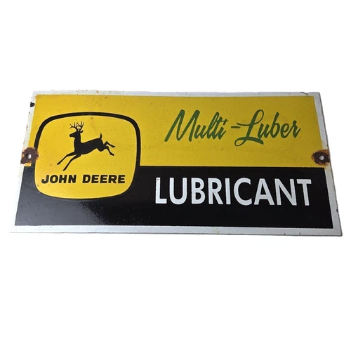 Vintage John Deere Porcelain Sign - Farm Tractor Gas Pump Multi Luber Sign