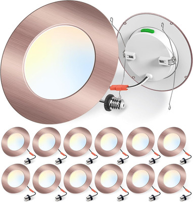 12 Pack 5/6'' LED Recessed Lights, 5CCT Dimmable, Ultra Flat, Bronze