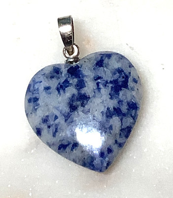 Sodalite Heart Pendant Silver Tone Natural Blue Bohemian Love and Nature