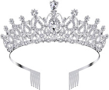 Tiara and Crown for Women Silver Rhinestone Birthday Headband Princess Tiaras fo