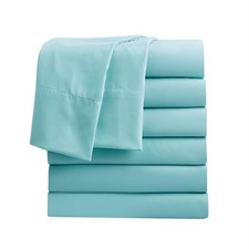 Queen Flat Sheets Only Pack of 6 Soft Microfiber Bedding Sheets for Home Salo...