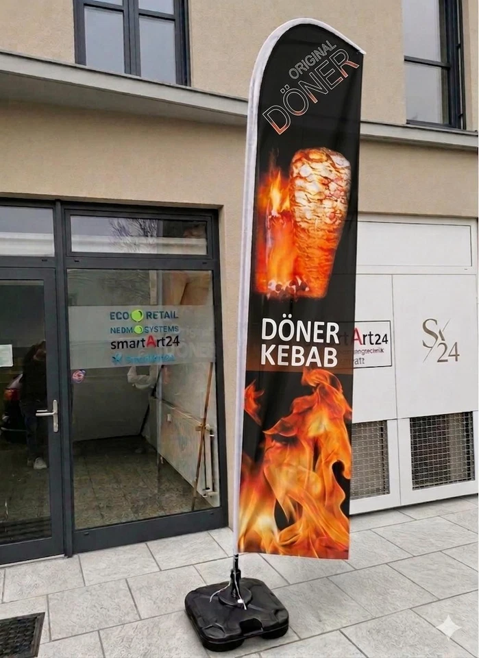 Beachflag, Werbefahne 3,5m, Werbung, Döner Kebap Fahne, Döner Fahne, Kebap F - Bild 1 von 1