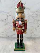 15" Christmas Nutcracker Traditional Decoration Soldier in Red Sequins R G Crown