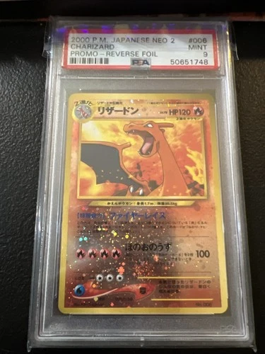 47614134 Charizard 2000 Japanese Pokemon Neo 2 Promo 006 Reverse Holo PSA 9