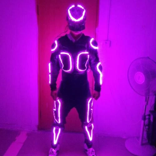 7 Colors Light Rechargeable LED Robot Clothing Dance Ballroom Luminous Mask Suit - Image 2 of 4