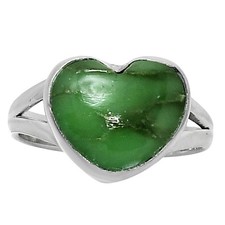 Heart Utah Variscite 925 Sterling Silver Ring Size 7 Natural Green Gem