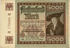 Germany 5000 Mark 1922   Reichsbanknote   VF