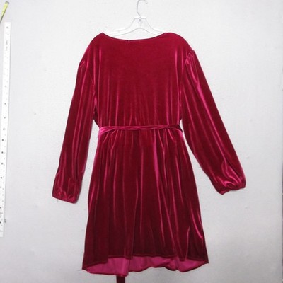 plus red velvet dress Women's Plus Size Velvet Dress V Neck Long Sleeve Bodycon Ruched Wrap Dress Casual Party Cocktail Dresses Wine Red 4XL : Target