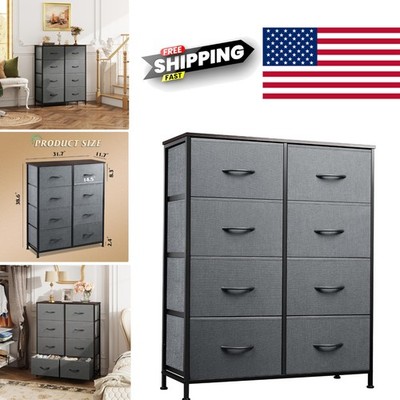 Tall Dresser with 8 Drawers Fabric Storage Organizer for Bedroom and Living Room