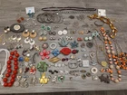 Vintage Costume Jewelry Lot Brooch Pins Earrings Necklace+ Rhinestone+