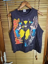 Vintage 90 Marvel Comics Wolverine 1993 Cut Off Tee T Shirt Kids L 14-16 Youth