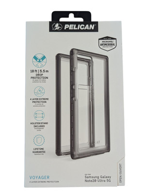 Bb Pelican Voyager Phone Case & Holster, Samsung Galaxy Note20 Ultra 5G, Clr/Gry