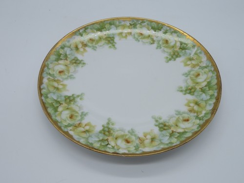 Vintage Royal Munich Brotteller gelbe Rosen Blumen & Beeren Goldrand 8,5dia - Bild 5 von 11