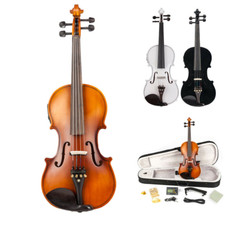 4/4 Size Acoustic Wood EQ Violin W/ Hard Case Bow Shoulder Rest Electronic Tuner