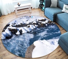 3D Winter River O3000 Game Rug Mat Round Elegant Photo Carpet Mat Eve 2023