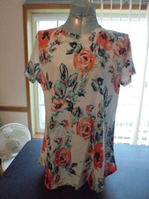 Women Floral Print Short Sleeve Round Neck T-shirt