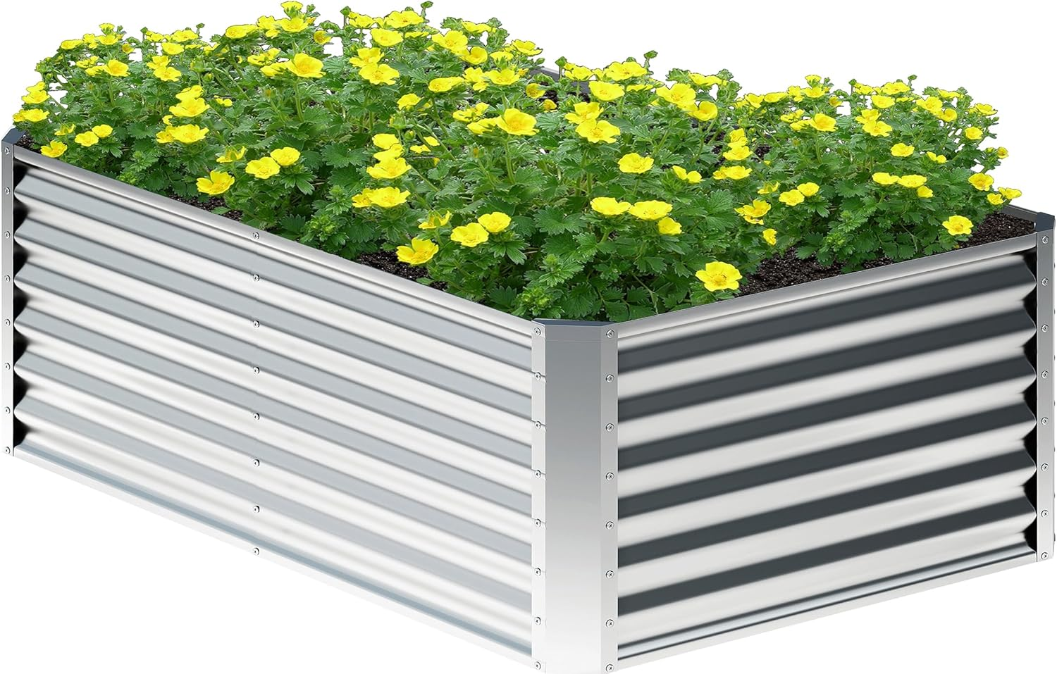 4X2X2Ft Galvanized Metal Raised Garden Bed Planter Box for Outdoor Gardening