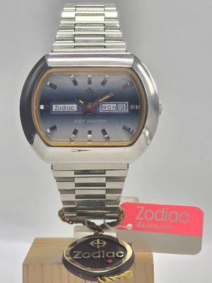 Zodiac SST36000 Armbanduhr Vintage Nos Zifferblatt Blau TV ÜBERGRÖSSE 46 x 36 mm