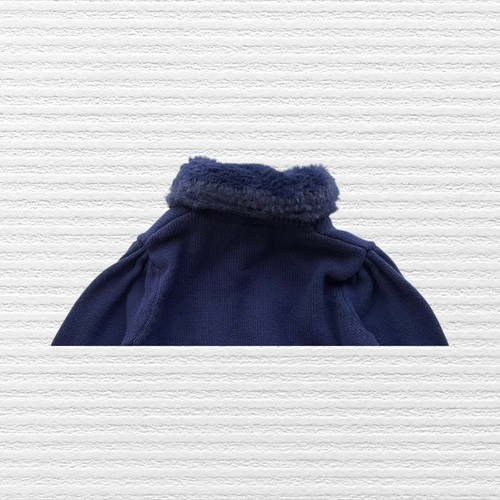 Gymboree Girls Faux Fur Collar Cropped Cardigan Sweater Blue Long Sleeve Size 7 - Picture 7 of 11