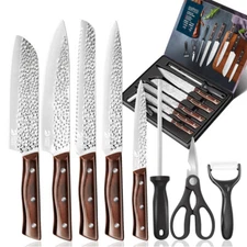 8PCS Pro Kitchen Knife Set Japanese Damascus Chef Knives Cleaver Set w/ Gift Box
