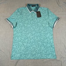 G/Fore Shirt Men's Large Polo Golf Star Dust Print Tech Jersey Teal Preppy