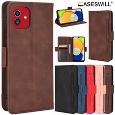 For-Samsung Galaxy A04 Retro Leather Card Holder Wallet Case Screen Protector