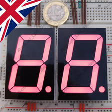 2pcs 1.8&rdquo; inch 46mm 7-segment red LED display with decimal point, large, big