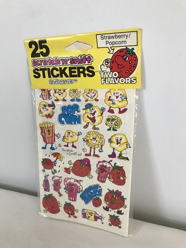Spindex Scratch n Sniff Popcorn & Strawberry Scented Vintage 80's New - Picture 3 of 6