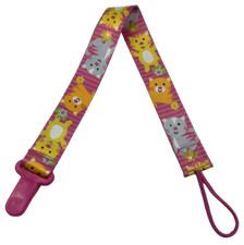 Adult Pacifier Clip - Pink Cats