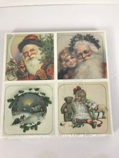 NEW 16 Yesterboard Coasters Set Christmas Made in USA Cardboard Cork Backs