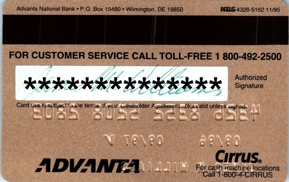 Tarjeta de crédito Visa Gold Advanta caducada 1997 Foto 2 de 2