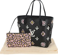 LOUIS VUITTON Neverfull MM Tote Bag M45818 Wild At Heart Leopard Black Auth New