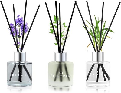 3 Pack Fragrance Reed Diffuser, 50ML Lavender Jasmine Lemongrass Aromatherapy Di