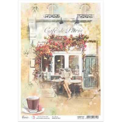 Reispapier-Motiv Strohseide-A4-Cafe de Paris-CBRP187
