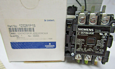  NEW EMERSON/LIEBERT 123281P1S CONTACTOR 3 POLE  24V COIL SIEMENS 42CF35AJASK