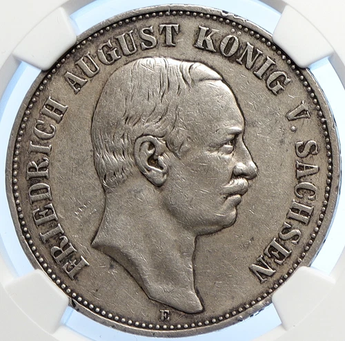 1908 E German States SAXONY KING FRIEDRICH AUGUST Silver 5 Mark Coin NGC i106592