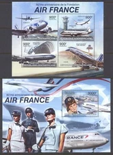 STA346 Central African Rep 2013 MNH 2 Sheets High CV Aviation Planes AIR FRANCE
