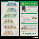 1994 ATM Triangular Stamps Sheetlet of 20 Advance Bank Advert MUH