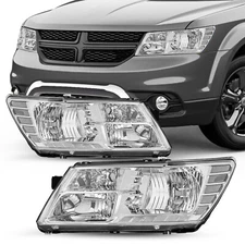 For 2009-2018 Dodge Journey Headlamp Chrome Clear Replacement Set Headlight L&R