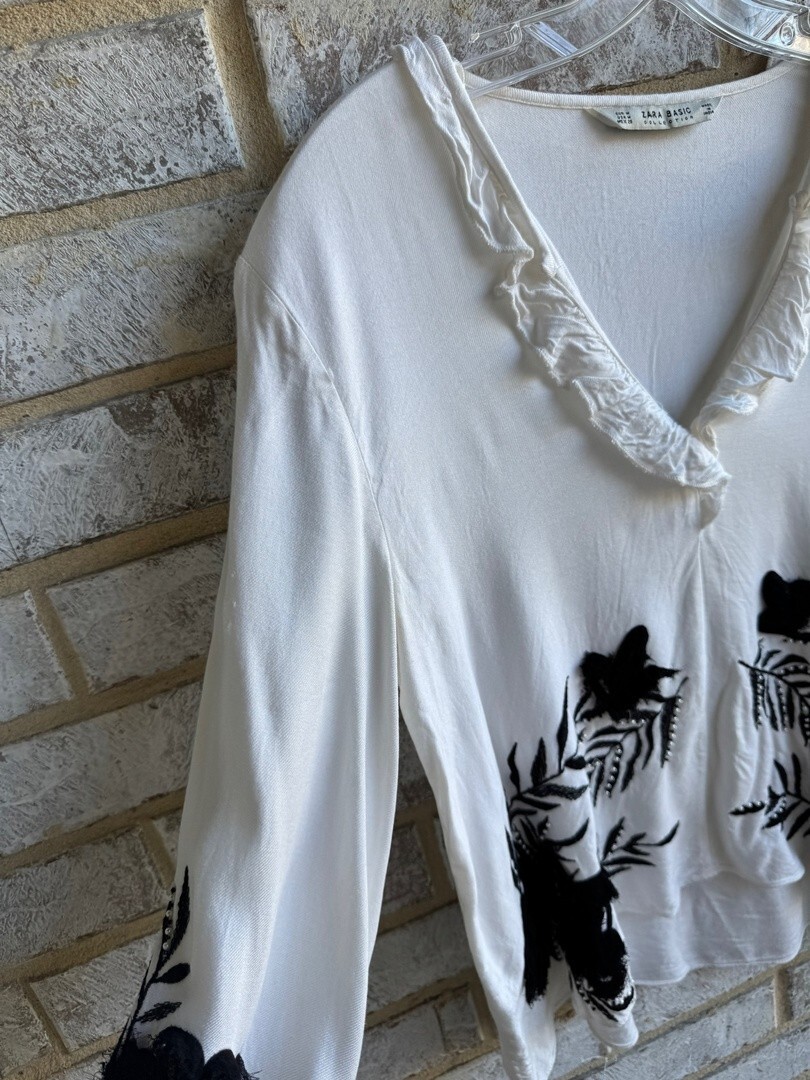 Zara Basic Special Edition Long Sleeve Embroidere… - image 8