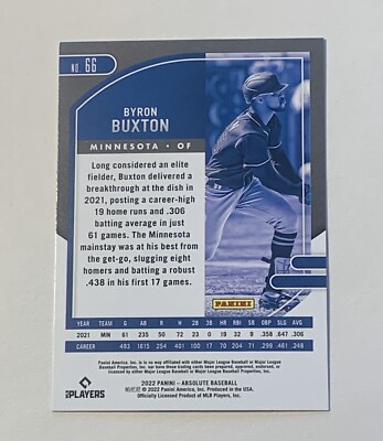 2022 Panini Absolute Byron Buxton #66 Minnesota Twins | eBay
