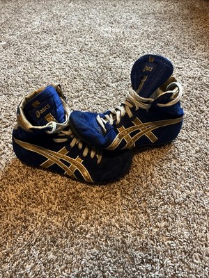 ASICS Dave Schultz Classics -blue/gold Wrestling Shoes Men's - Sz
