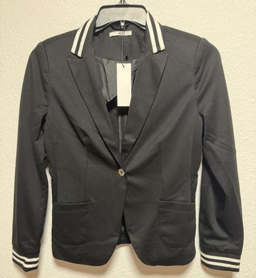 AJC Damen Blazer kurz schwarz/weiß Gr. 36 Langarm Knopf Taschen Polyester - Bild 1 von 4