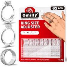 Ring sizer adjuster for loose rings - 62 piece set with 3 styles ring