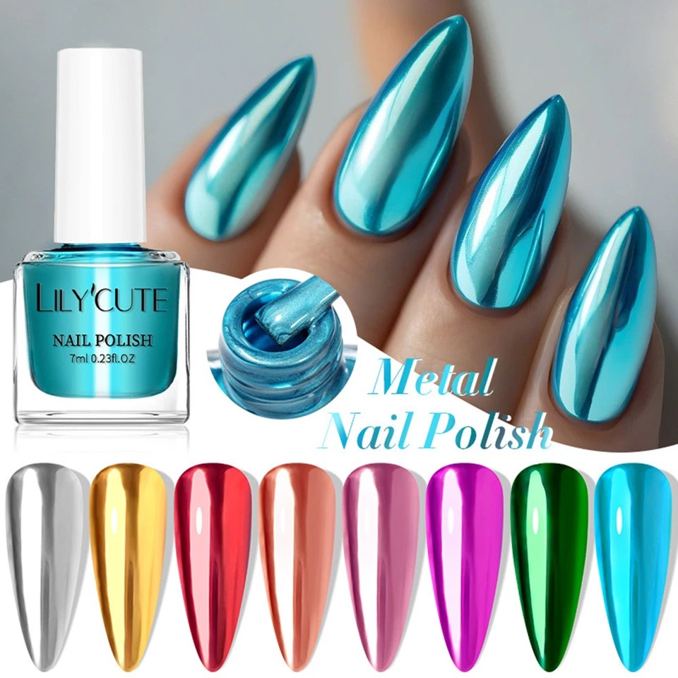 12 Farben Metallic Nagellack Super Glanz Chrom Spiegeleffekt Nagellack U