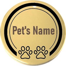 Custom 2 Paws Pet ID Tags for Dog or Cat Collar - Laser Etched Cute Name Tag